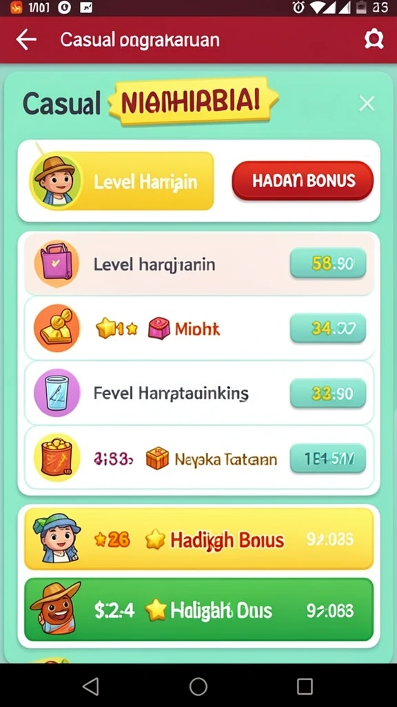Sistem level di LATOTO yang menantang dan variatif.