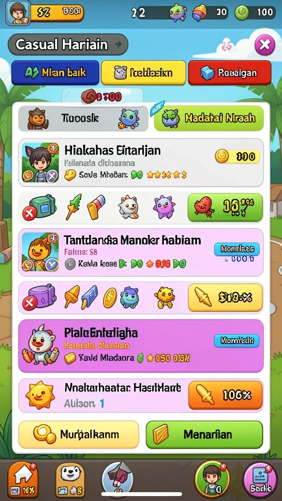 Sistem level dengan progresi yang jelas dan menarik.